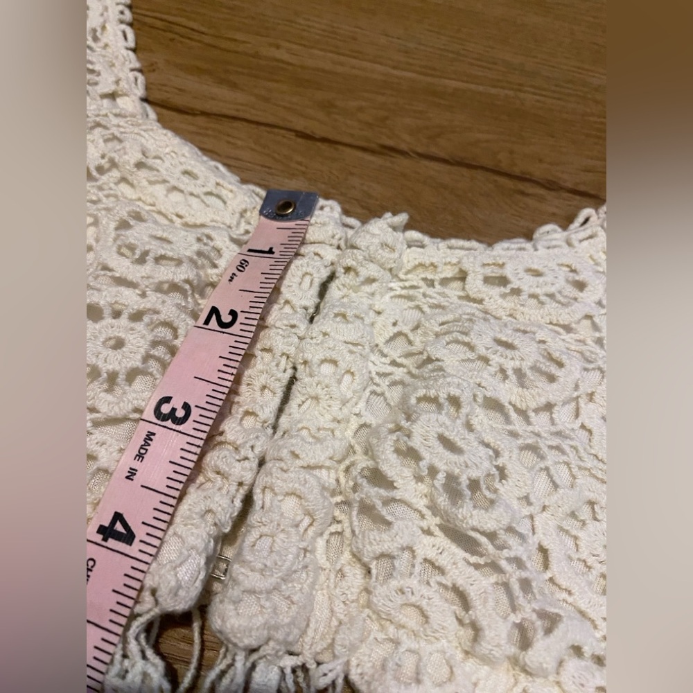 Stylish Cream Lace Crop Top - Picture 16 of 16